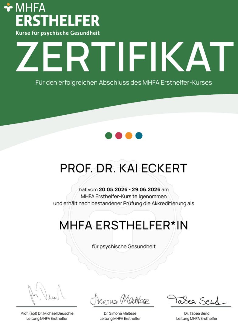 MHFA Ersthelfer certificate